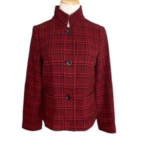 NWT Talbots Red Plaid Houndstooth Blazer Jacket 10P